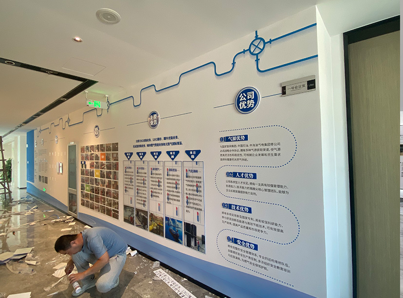 過道文化墻-發展歷程墻-墻布疊層文化墻